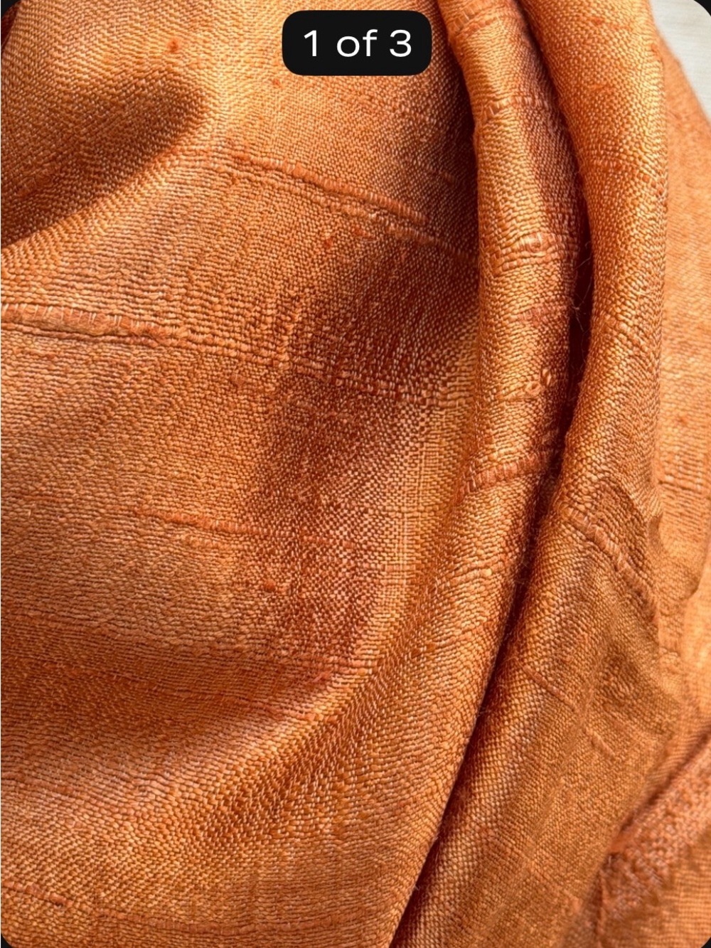 NEW 100% silk Rust Orange lightweight scarf Hand woven in india